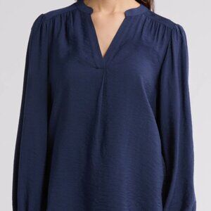 NWT Pleione Textured Long Sleeve Top, Navy